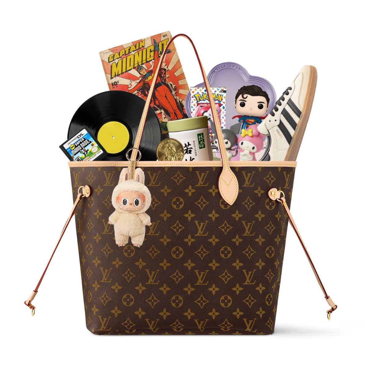 Marketplace basket with items